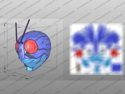 Kamen Rider The First helmet paper papekura Low-poly 3D model