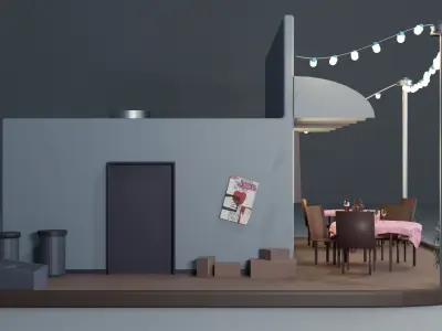 Cafe and terrace 3D model