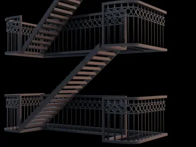 metal stair Low-poly 3D model