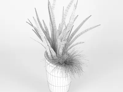 Slant Light Grey Tall Planter grass 3D model