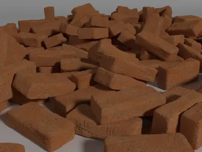 Detailed clay Brick Free 3D model