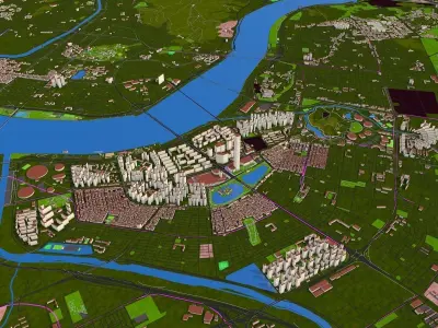 Seoul City South Korea Nov 2020 GIS model Low-poly 3D model