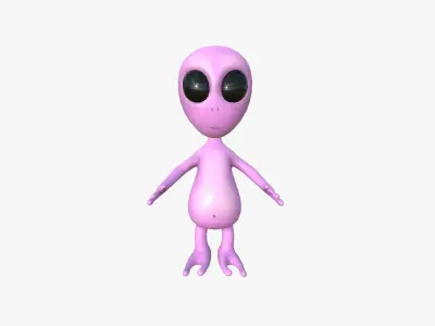 Cute Alien A09 Pink Black - Simple - Character Design Low-poly 3D model