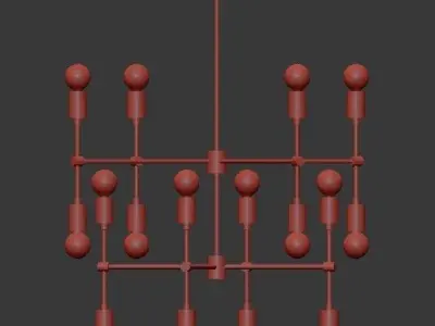 Untitled modern brass chandelier with clear glass balls 3D model