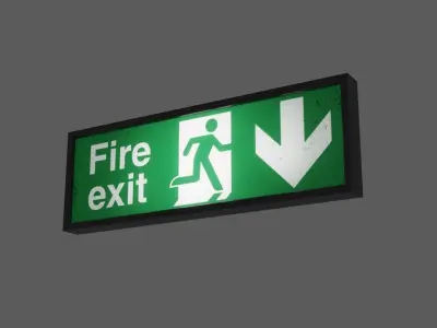 Fire Exit Sign Low-poly 3D model