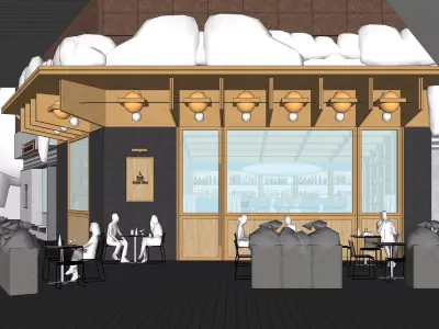 Modern Outdoor cafe bar coffee shop 3D model