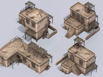 Desert house collection 3D Model Pack