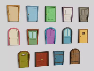 Cartoon Doors Collection 3 Low-poly 3D model