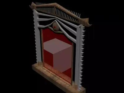 Mirror door with curtain Free low-poly 3D model