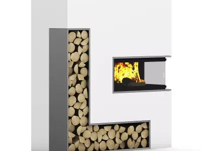 Large Wall Fireplace 3D model