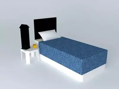 Bed bedroom with and nightstand Free 3D model