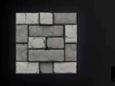 3D Stone Brick Wall - High Poly 3D model