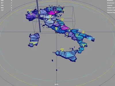 Italy map region geography political geographic administrative 3D model