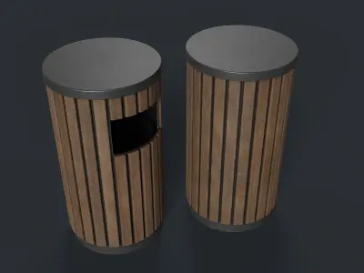 Street Trash Can 41 PBR Game Ready  Low-poly 3D model