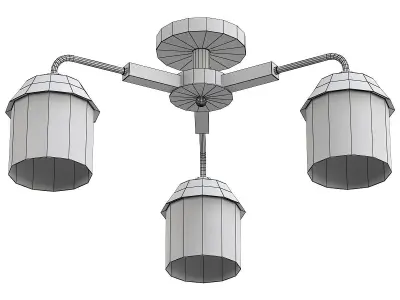 hiper-vimi-h192-3 three light brass ceiling fixture with glas... 3D model