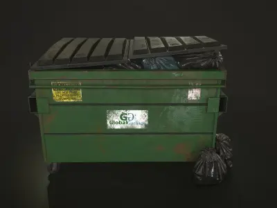 Dumpster with Garbage Bags Low-poly 3D model