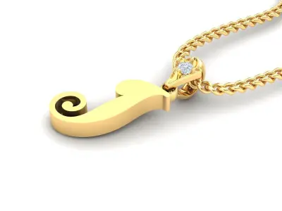 Light Gold Fancy Font Pendant I 3D print model