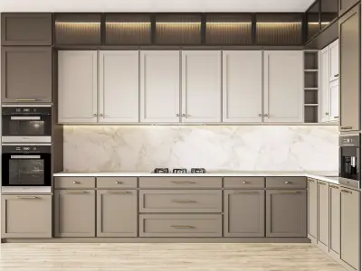 Kitchen009 modern kitchen with cabinets and wood floors 3D model