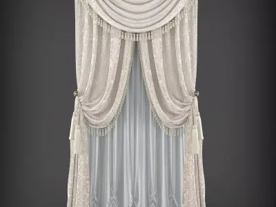 Curtains curtain with tassels Low-poly 3D model