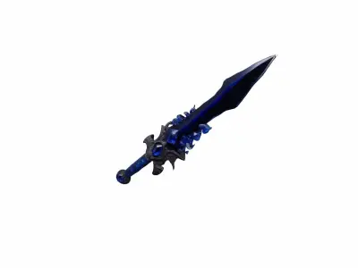   Obsidian Blade With Full Of Navy-blue Crystal knife 3d Render 3D model
