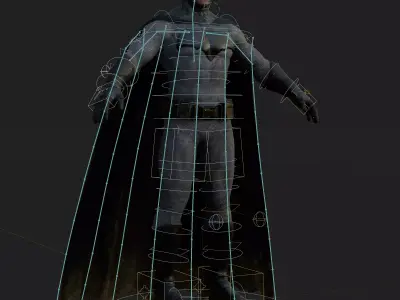 Batman 3D Model Zack Snyder Fully Rigged Cape Blender FBX OBJ Low-poly 3D model