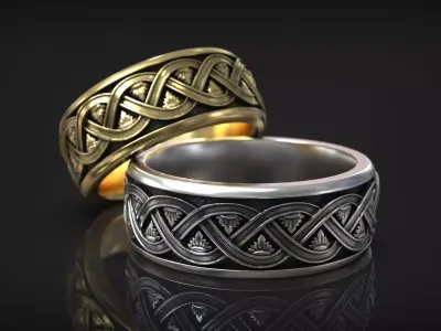 Antique Byzantine Leaf Ornate Wedding Band 3D print model