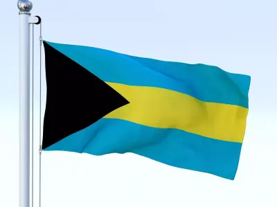 Animated Bahamas Flag Low-poly 3D model