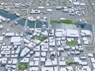 Grand Rapids Downtown Michigan USA Low-poly 3D model