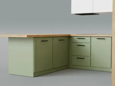 Modern Scandinavian Kitchen Set 3D Model 3D model