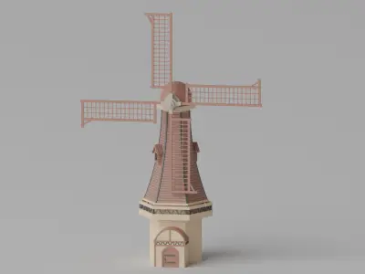 Cartoon Medieval Windmill Low-poly 3D model