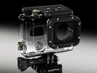 GoPro Hero3 Waterhousing Low-poly 3D model