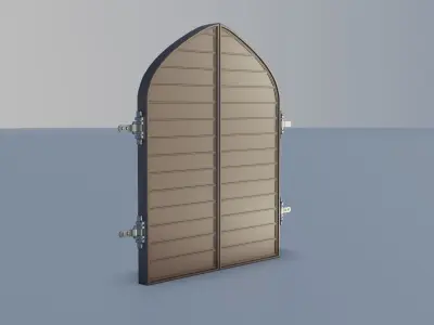 Old style wood grand gate 3D model