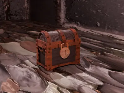 Ancient Rusted Treasure Chest Free 3D model