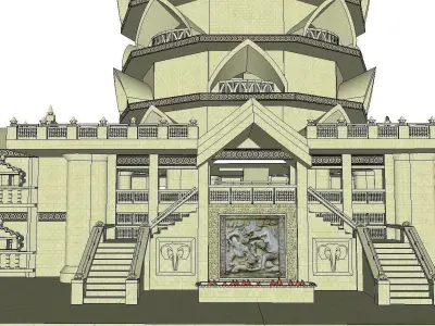 Architecture-Religion-God-Culture-Temple-0269 building with c... 3D model