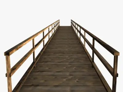 Wood bridge stone supports 3D model