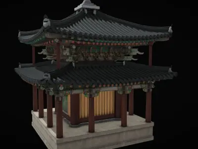 Korean Hanok Temple BongAmTemple GeukRagJeon 3D model
