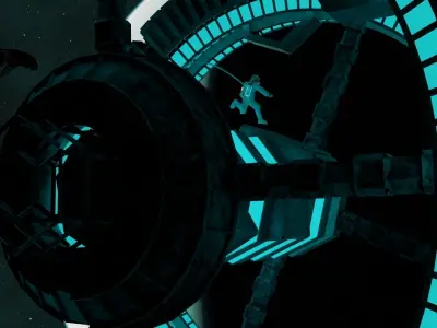 3D Sci-fi Space Station Low-poly 3D model