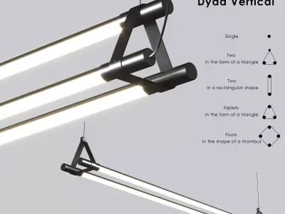 Thin Multiples Dyad Linear Suspension Light Low-poly 3D model