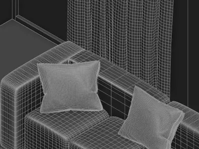 Isometric Hall Interior 3D Model Low-poly 3D model