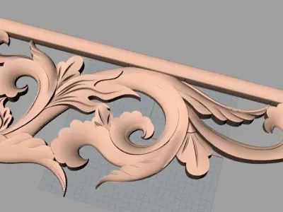 Furniture decorative corner flower 3D STL model for CNC E869 3D model