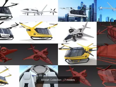 Aircraft Collection drone flying in air 3D Model Pack