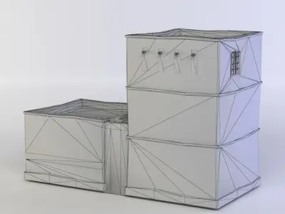 House old building with stairs and windows Low-poly 3D model