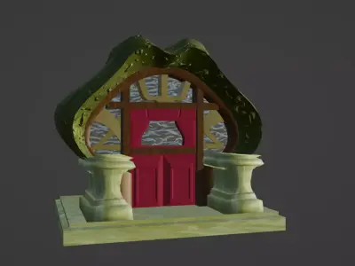 Blender Vintage Fantasy Ancient Door Church Art Nouveau Low-poly 3D model