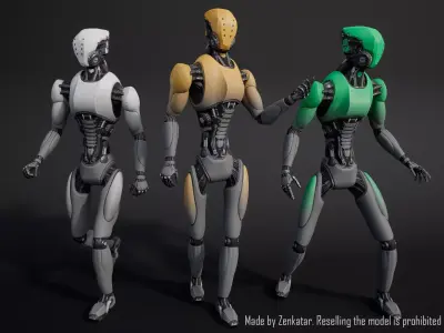 Rigged colored robot Low-poly 3D model