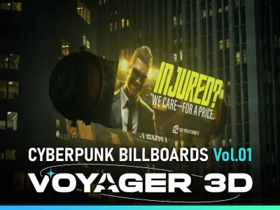 Cyberpunk Billboards Pack Vol 01 Low-poly 3D model