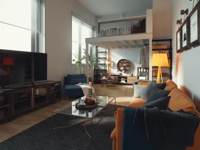 apartment for the single 3D model
