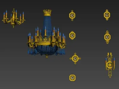 vintage wall lamp 12 Low-poly 3D model