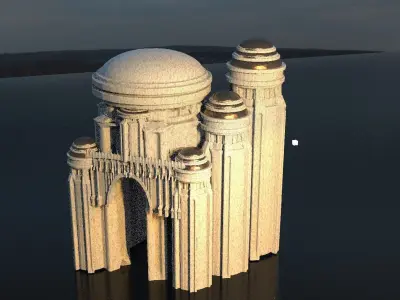 White Marble Palace Domes 3  3D model