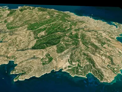 Spetses Island full 3d model terrain Low-poly 3D model