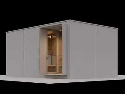 Container hotel modul with furniture 3D model